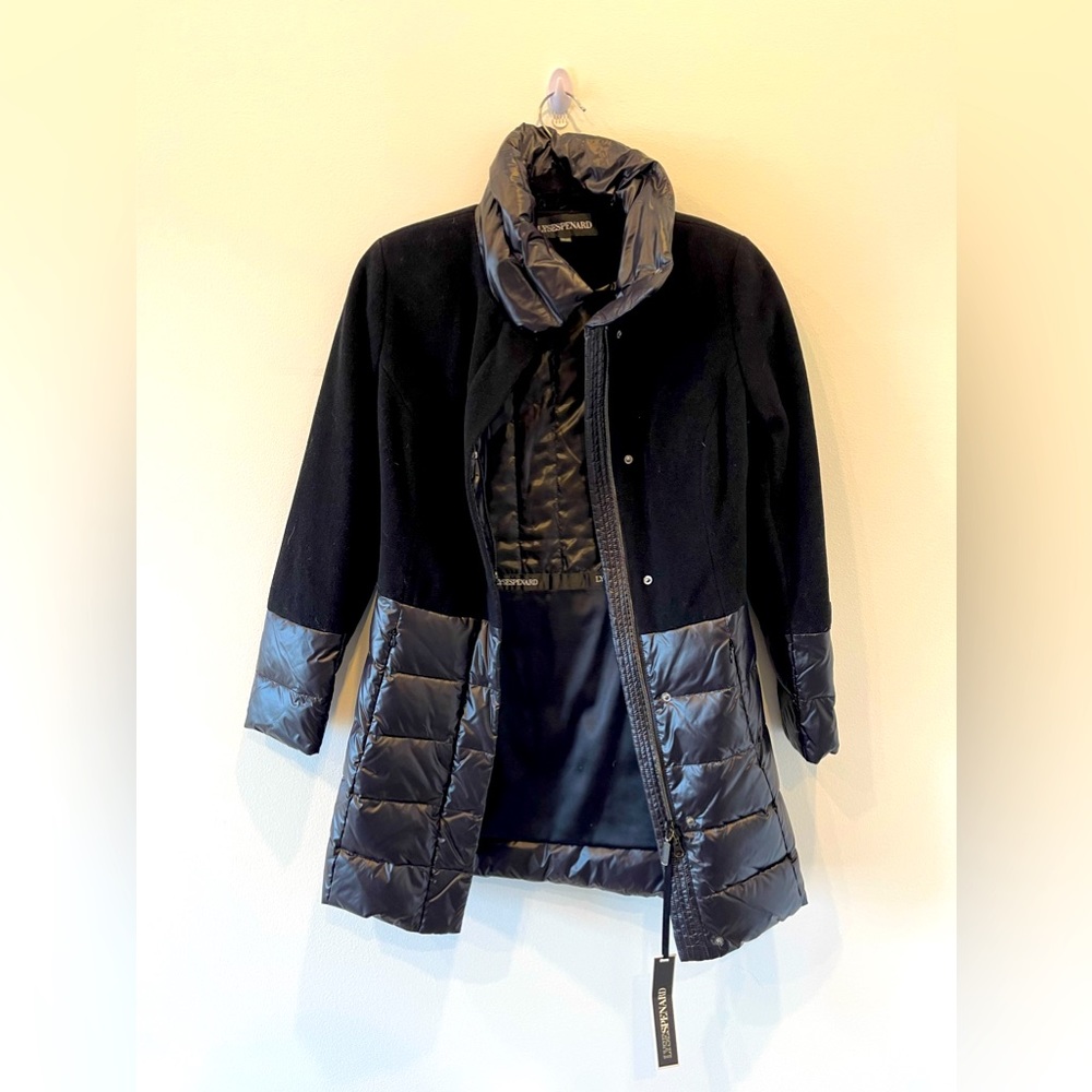 Half wool half technical puffer jacket